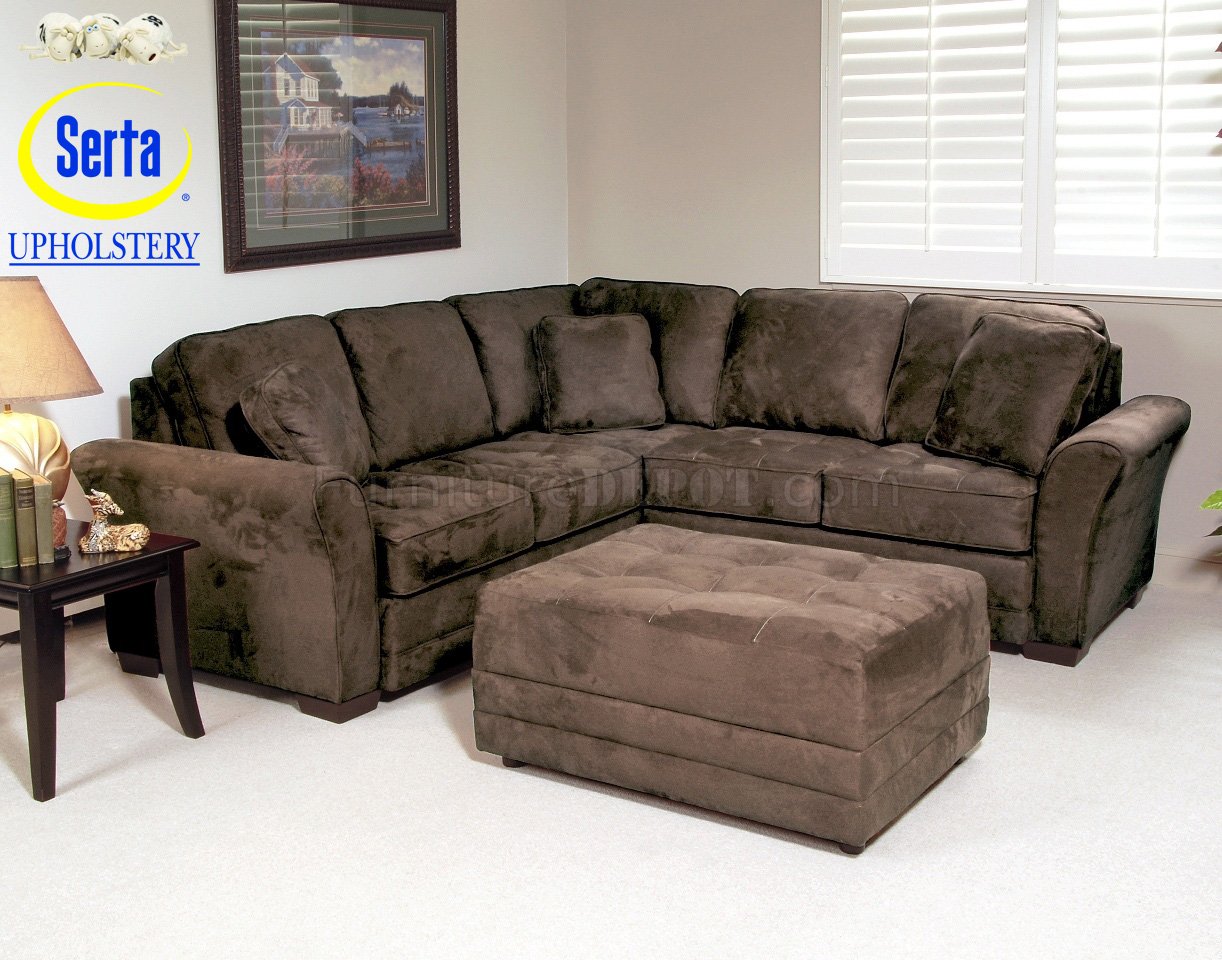 Brown Padded Walnut Fabric Sectional
