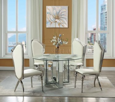 Noralie Dining Table DN00715 by Acme w/Optional Beige PU Chairs