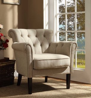 Barlowe Accent Chair 1193F1S in Oatmeal Fabric by Homelegance