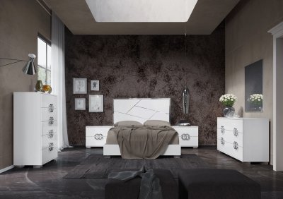 Dafne Bedroom in White High Gloss by ESF w/ Options