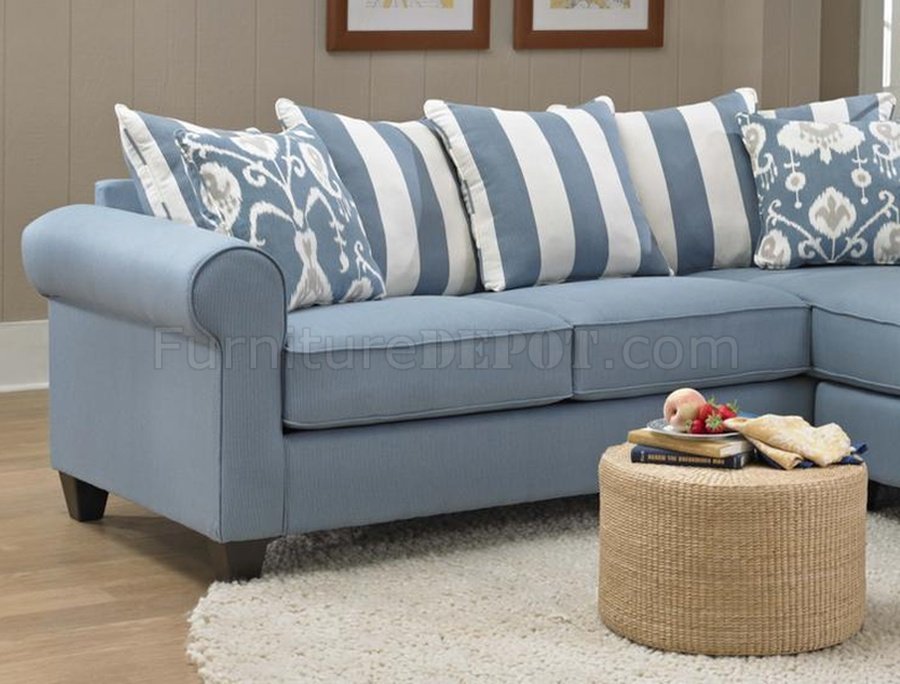 347710 Ivy Sofa Chaise In Light Blue, Light Blue Sectional Sofa With Chaise