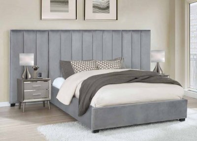 Arles Upholstered Bed 306070 in Gray Velvet by Coaster