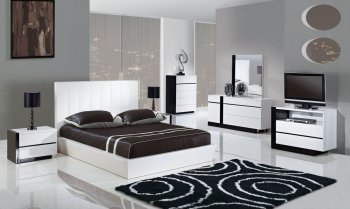 Trinity Bedroom in White & Black w/Platform Bed by Global [GFBS-Trinity]