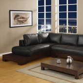 Manhattan Sectional Sofa Black & Zebrano Platform & Side Tables