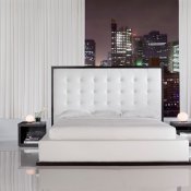 White Full Leather Ludlow Bed with Oversized Tufted Headboard