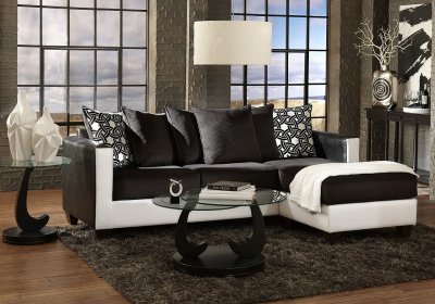 3001 Sectional Sofa in Black & White