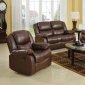 Brown Bonded Leather Match Modern Reclining Sofa & Loveseat Set