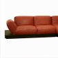 Modern Leather Sectional Sofa with Extendable Side Tables