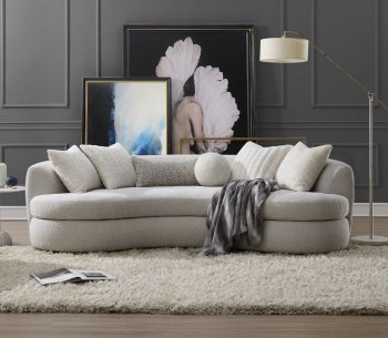 Iniko Sofa LV02542 in Beige Bucle by Acme w/6 Pillows [AMS-LV02542 Iniko]