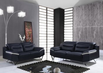U7181 Sofa Black & White Leather by Global w/Options [GFS-UR7181 Black White]