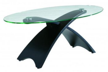 32C Coffee Table in Black w/Clear Glass Top by American Eagle [AECT-32C Black]