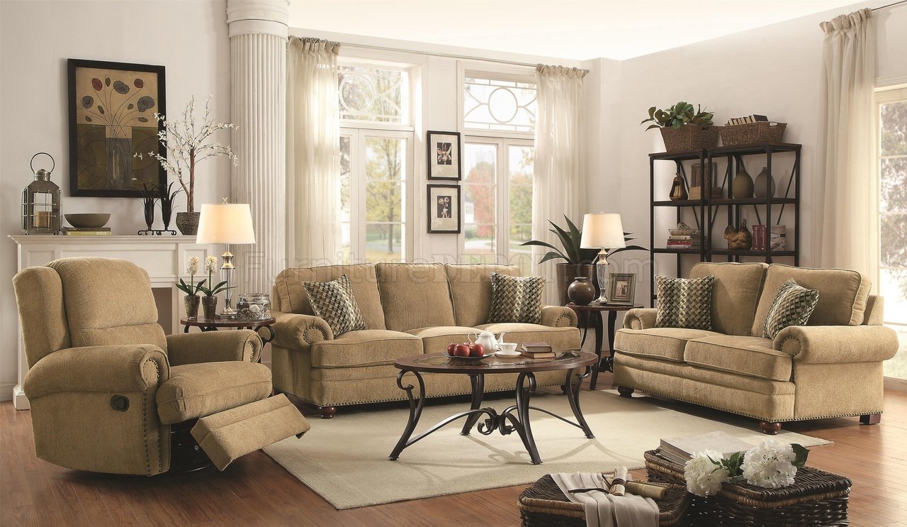 Colton 505851 Sofa in Wheat Chenille Fabric by Coaster w/Options