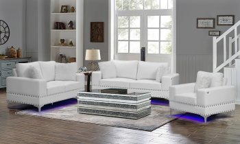 U98 Sofa & Loveseat Set in White by Global w/Options [GFS-U98 White]