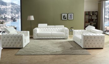 Charlise Sofa & Loveseat Set in White Leather Gel w/Options [ADS-Charlise-White]