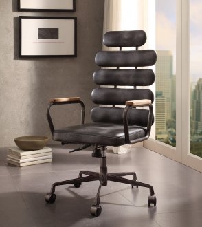 Calan Office Chair 92107 Vintage Black Top Grain Leather by Acme