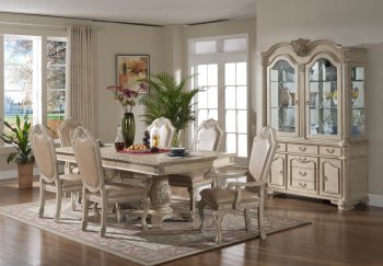 Veronica Dining Room 7Pc Set in Antique Style White w/Options [ADDS-Veronica Antique White]