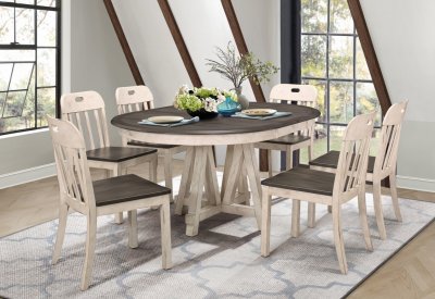 Clover 7Pc Dining Set 5656 - Gray & Weathered White- Homelegance