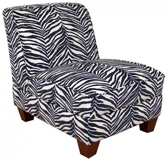 Black & White Zebra Fabric Modern Armless Chair w/Wooden Legs