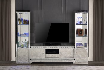 Lotus TV Stand 91835 in Mirrored by Acme w/Optional Piers [AMWU-91835 Lotus]