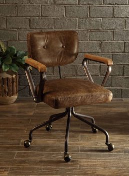 Hallie Office Chair 92410 in Whiskey Top Grain Leather by Acme [AMOC-92410 Hallie]