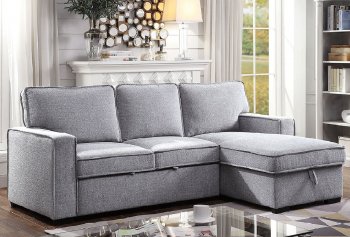 Ines Sectional Sofa w/Sleeper CM6964 in Gray Fabric [FASS-CM6964-Ines]