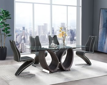 D80012 Dining Room Set 5Pc in Dark Gray by Global w/D4127 Chairs [GFDS-D80012DT-D4127DC]