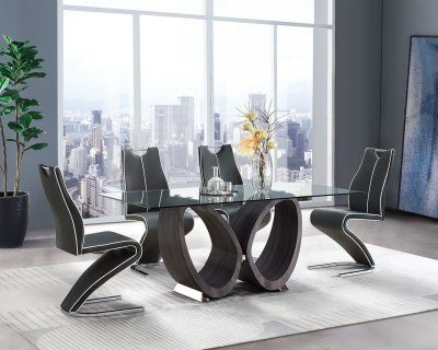 D80012 Dining Room Set 5Pc in Dark Gray by Global w/D4127 Chairs
