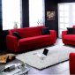 Elegant Red Microfiber Living Room with Storage Sleeper Sofa