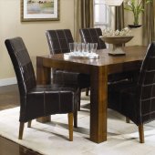 Walnut Finish Modern Dining Room W/Full Leather Chairs