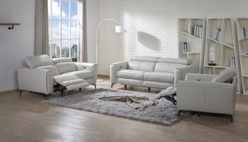 Lorenzo Power Motion Sofa in Light Grey Leather by J&M w/Options [JMS-Lorenzo Light Grey]