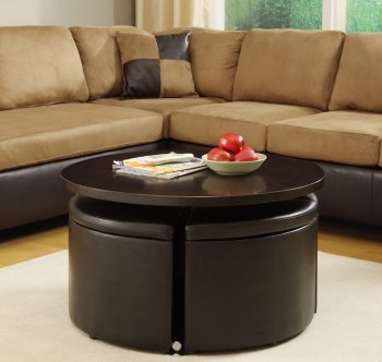 3217PU Rowley Gas Lift Table by Homelegance w/4 Storage Ottomans [HEDS-3217PU Rowley]