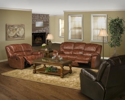 Walnut Leather Classic Motion Sofa & Loveseat Set w/Options