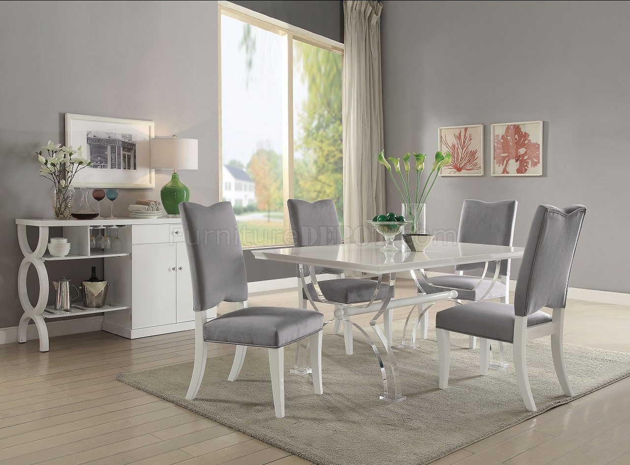 Martinus White High Gloss Dining Table 74720 by Acme w/Options - Click Image to Close