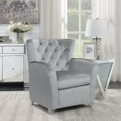 904094 Set of 2 Accent Chairs in Grey Velvet by Coaster
