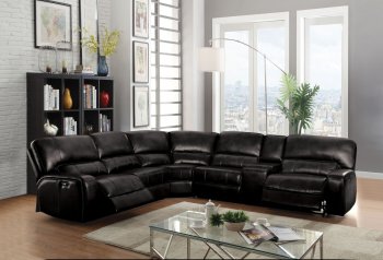 Saul Power Motion Sofa 54150 in Black Leather-Aire by Acme [AMSS-54150-Saul-Black]