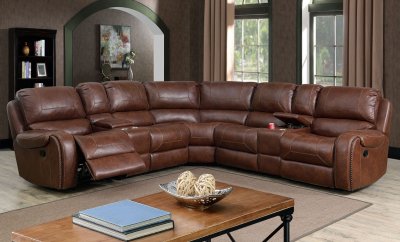 Joanne Motion Sectional Sofa CM6951BR in Brown Leatherette