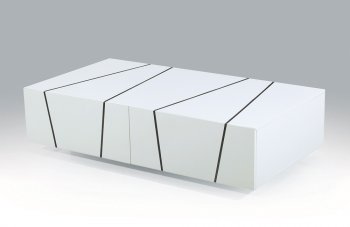 H127 Coffee Table in White Lacquer by J&M w/2 Drawers [JMCT-H127]