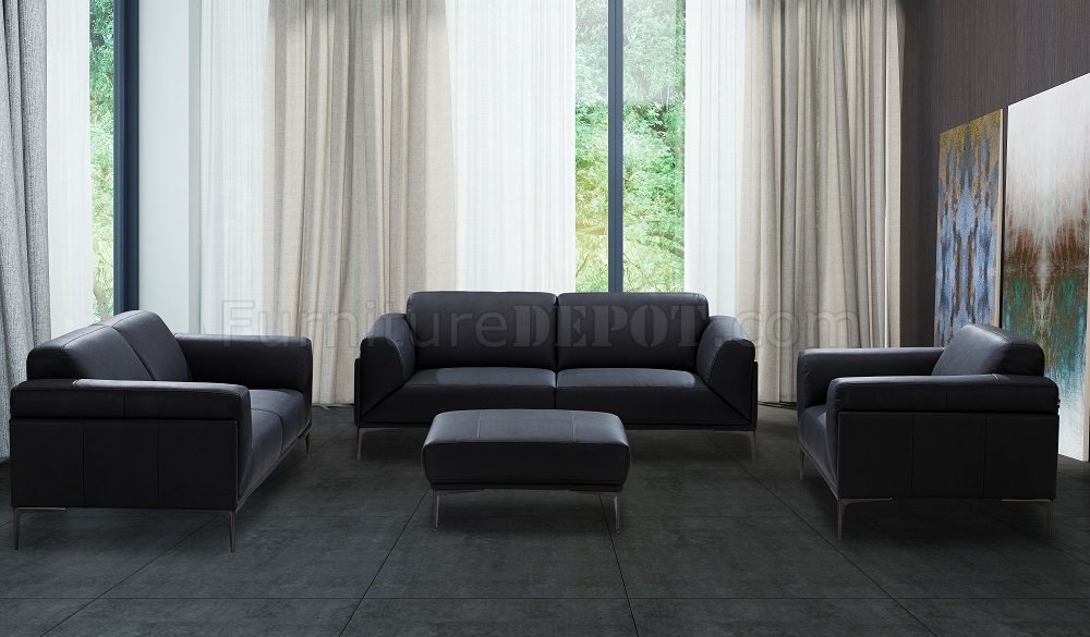 Knight Sofa in Black Leather by J&M w/Options - Click Image to Close