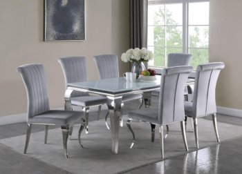 Carone Dinette Set 5Pc 115091 in Glass & Steel w/Options [CRDS-115091 Carone]