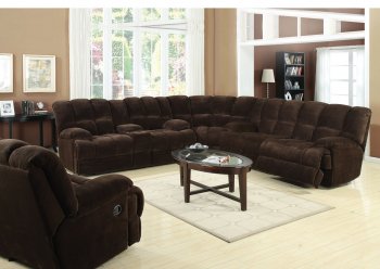 50475 Ahearn Motion Sectional Sofa in Chocolate Fabric by Acme [AMSS-50475 Ahearn]