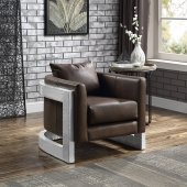 Betla Accent Chair AC01987 Espresso Leather & Aluminum by Acme