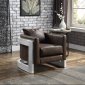 Betla Accent Chair AC01987 Espresso Leather & Aluminum by Acme