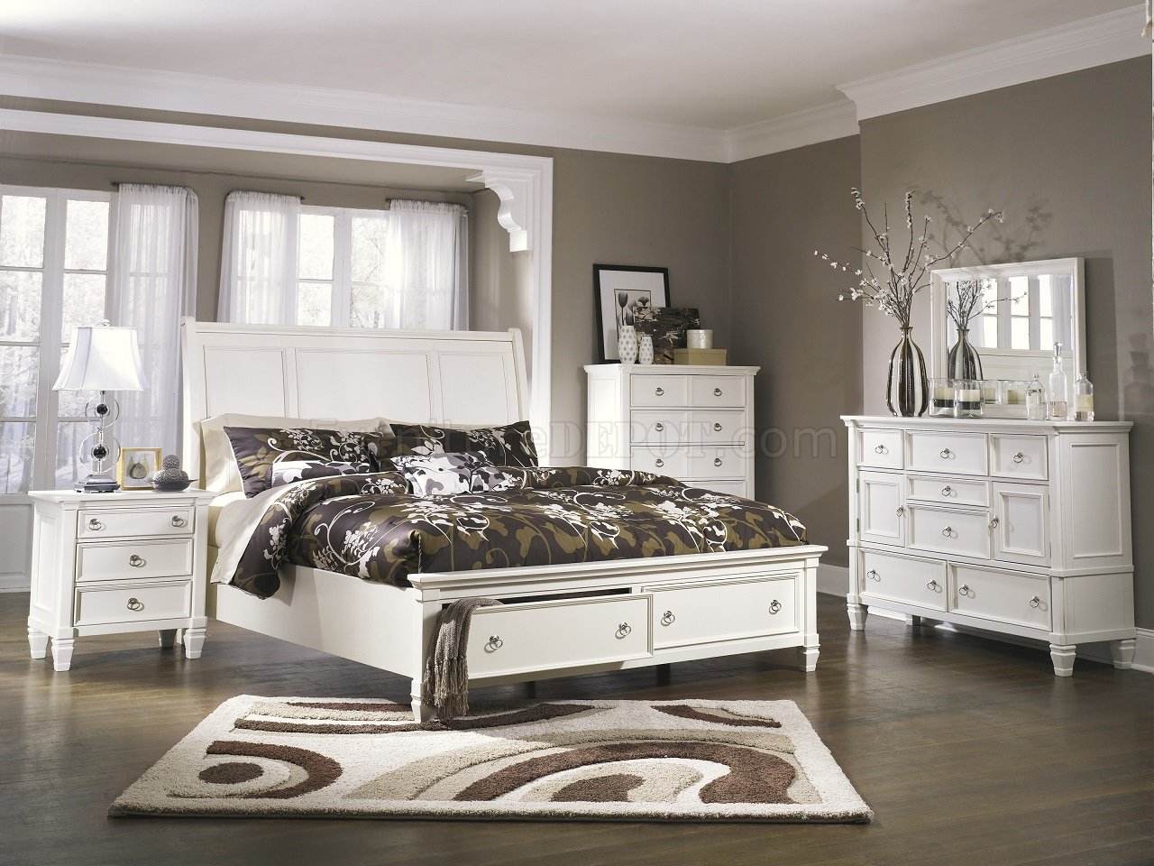 Prentice Bedroom B672 in White w/Storage Bed by Ashley Furniture - Click Image to Close