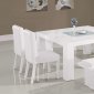 White Lacquer Finish Modern 7PC Dinette Set W/Glass Inlay Table