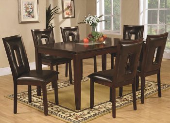 Deep Espresso Finish Modern 7Pc Dining Set w/Faux Leather Chairs [CRDS-102521-Ervin]