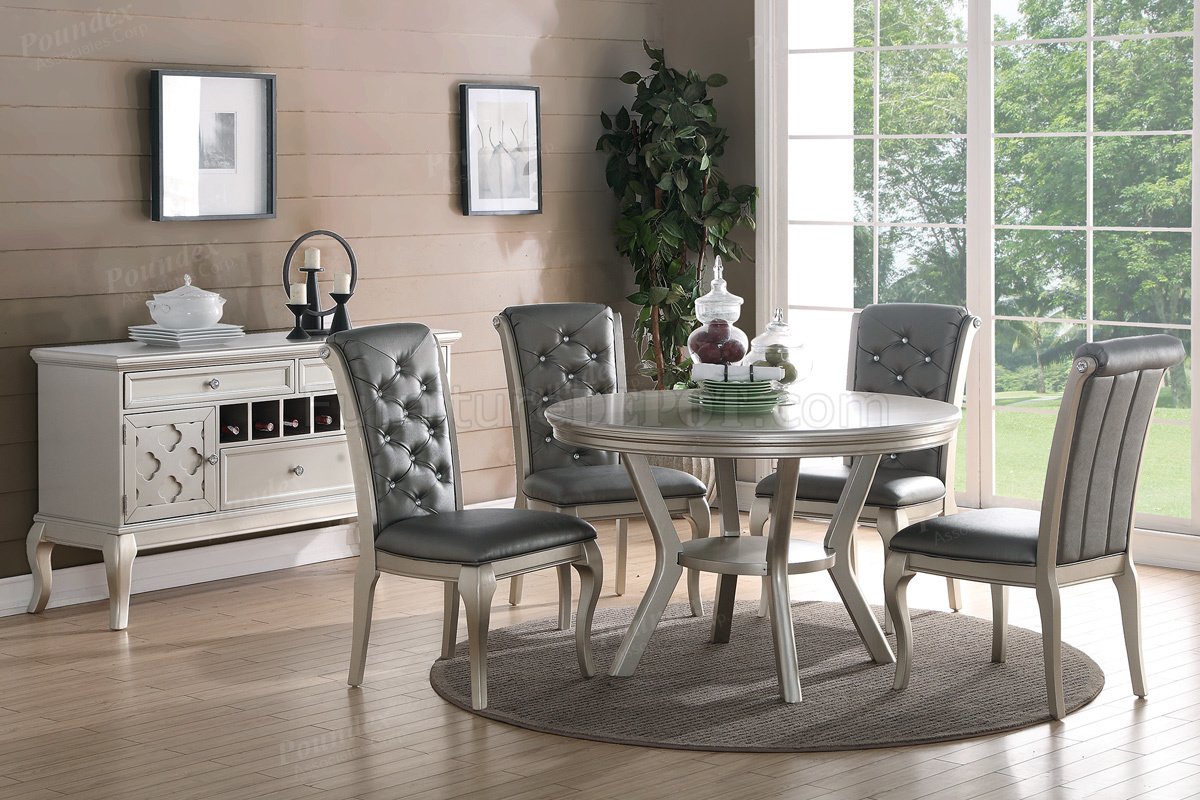 F2150 Dining Set 5Pc in Silver Tone by Boss w/Options - Click Image to Close