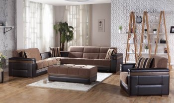 Moon Troya Brown Sectional Sofa Bed in Fabric by Bellona [IKSS-Moon-Troya Brown]