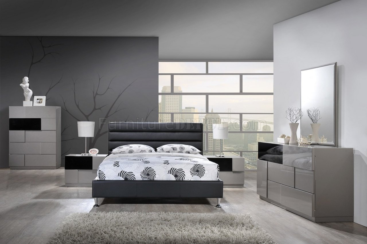8284-Bianca Bedroom by Global w/Black Upholstered Bed & Options - Click Image to Close