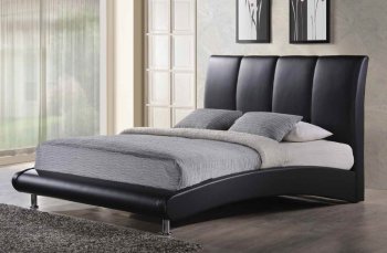 8272 Upholstered Bed in Black Leatherette by Global [GFB-8272 Black]