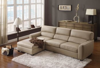 Beige Leather Elegant Modern Sectional Sofa [CVSS-Arden-Beige]